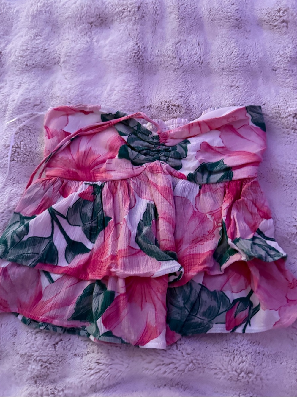Hollister Pink Floral Tiered Ruffle Skirt